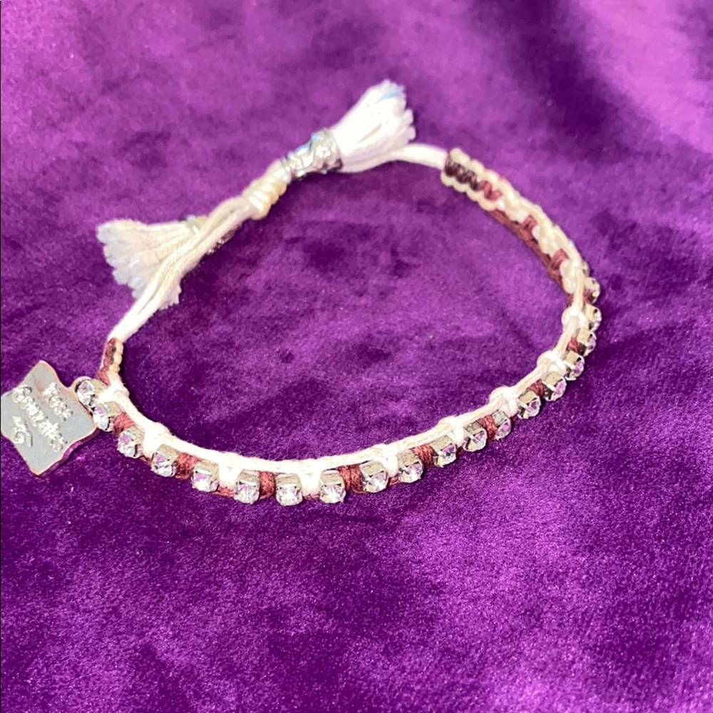 Dainty Cream and maroon Tennis Bracelet with Sparkling Stones